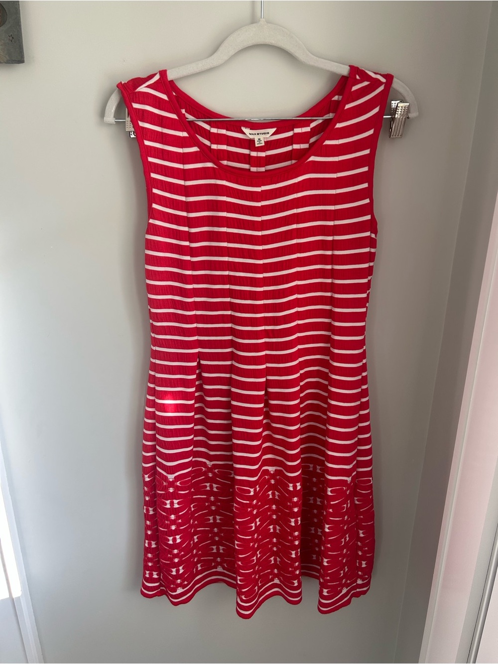 Max Studio Red and White Striped Sundress
